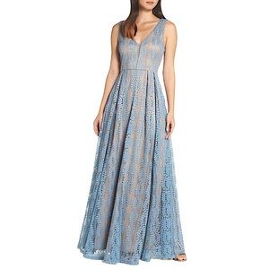 Lulu's Light Blue Lace Maxi Dress